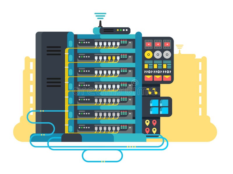 Server data center design flat royalty free illustration