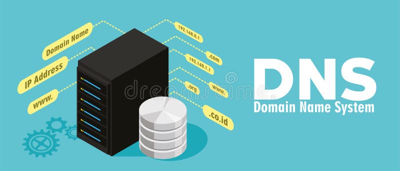 Server di Domain Name System del DNS illustrazione vettoriale Server di Domain Name System del DNS illustrazione vettoriale