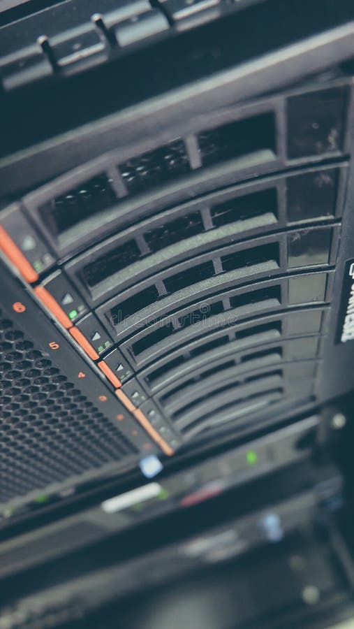 Server Hard-disk Row on Rack-mount stock images