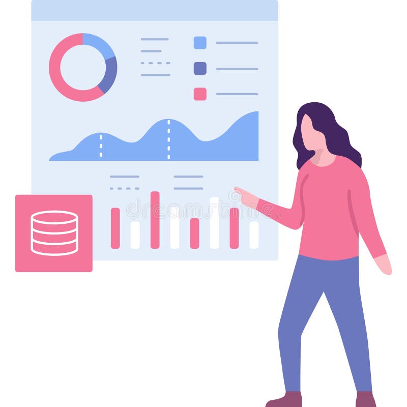 Server monitoring service icon girl present report royalty free illustration