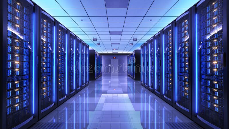 Server racks in server room data center royalty free illustration