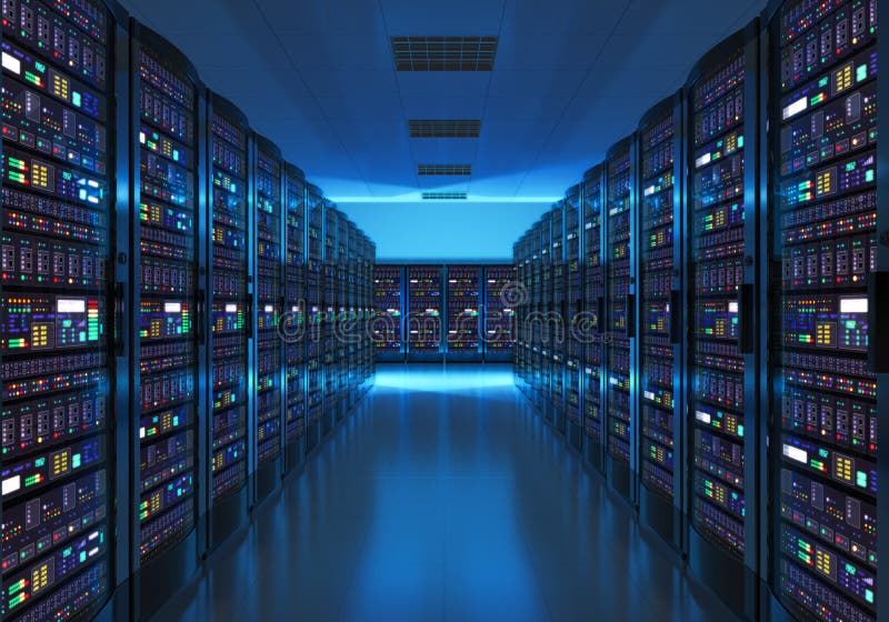 Pavučina sieť a celosvetová počítačová sieť telekomunikácie, veľký dáta skladovanie a oblak výpočtovej počítač služba obchod serverovňa v v modrý svetlo.