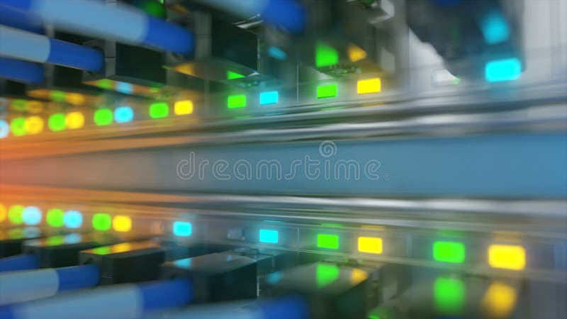 Server room loop ready animation 3d rendering stock video