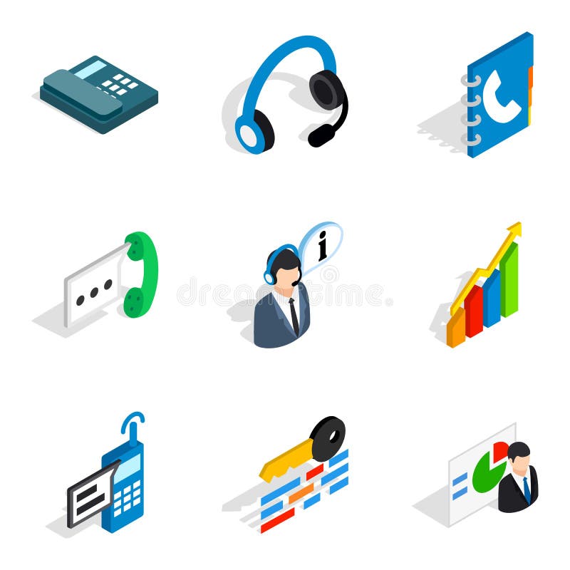 Server setup icons set, isometric style vector illustration