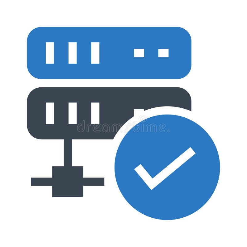 Server tick glyphs double color icon vector illustration
