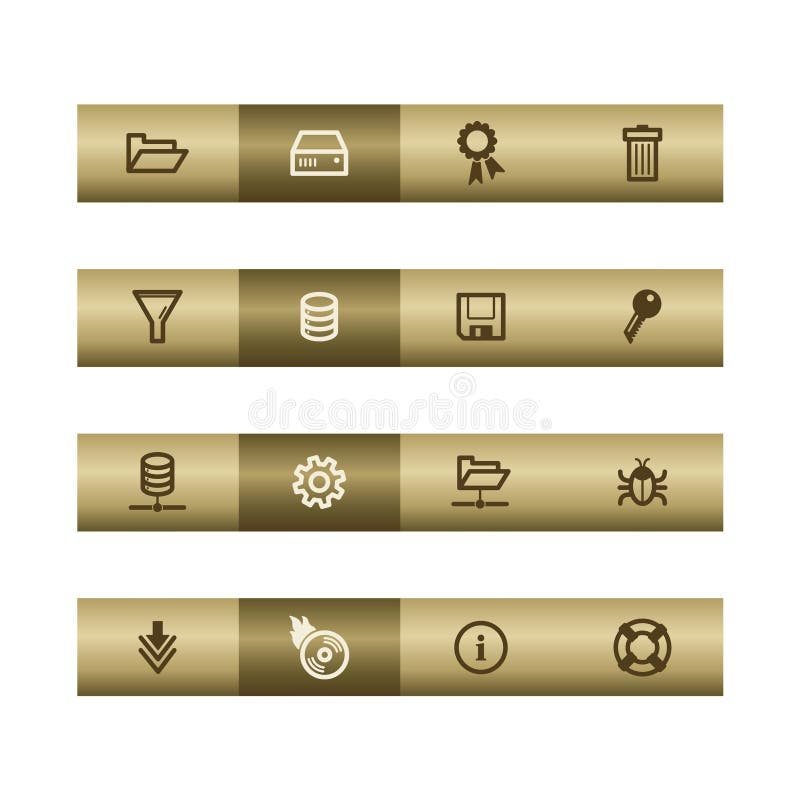 Server web icons on bronze bar royalty free illustration