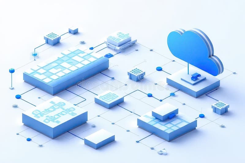 Serverless Architecture Illustration with Graphical Visualization of Functions and Connections Generative by Ai
