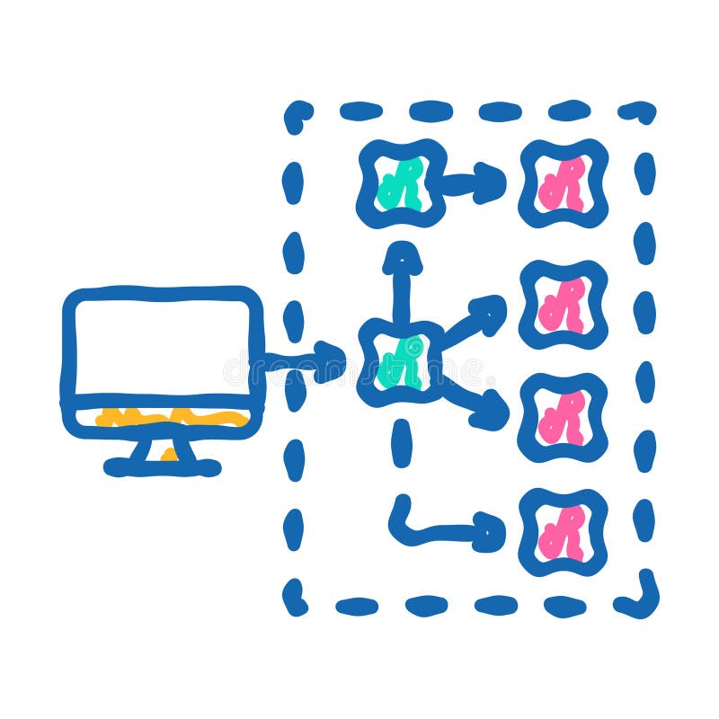 Serverless architecture software icon doodle illustration vector illustration