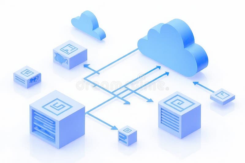 Serverless Architecture Visualization vector illustration