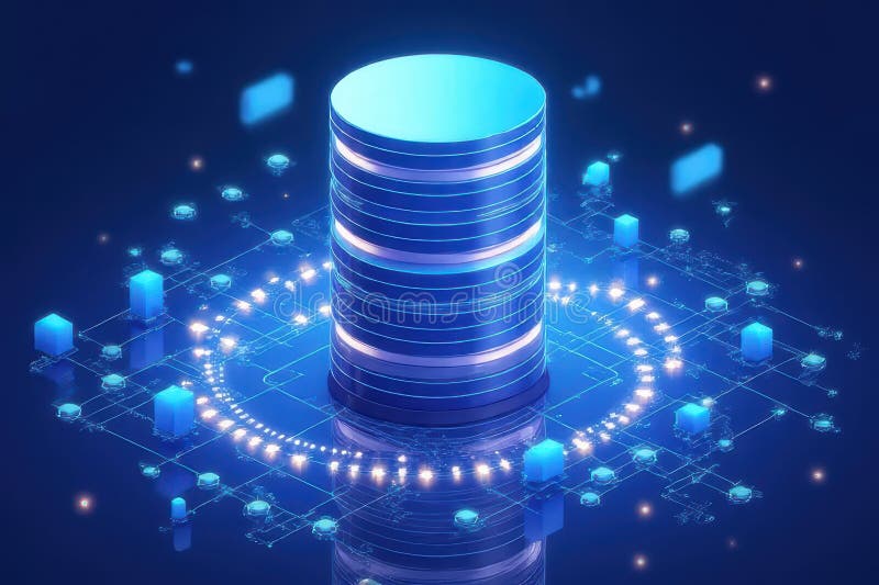 Serverless Database Hosting Visualization stock illustration