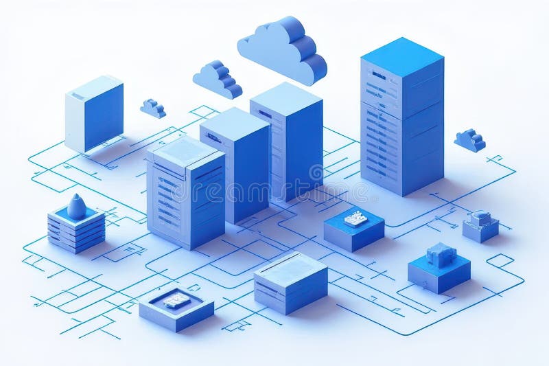 Serverless Infrastructure Visualization stock illustration