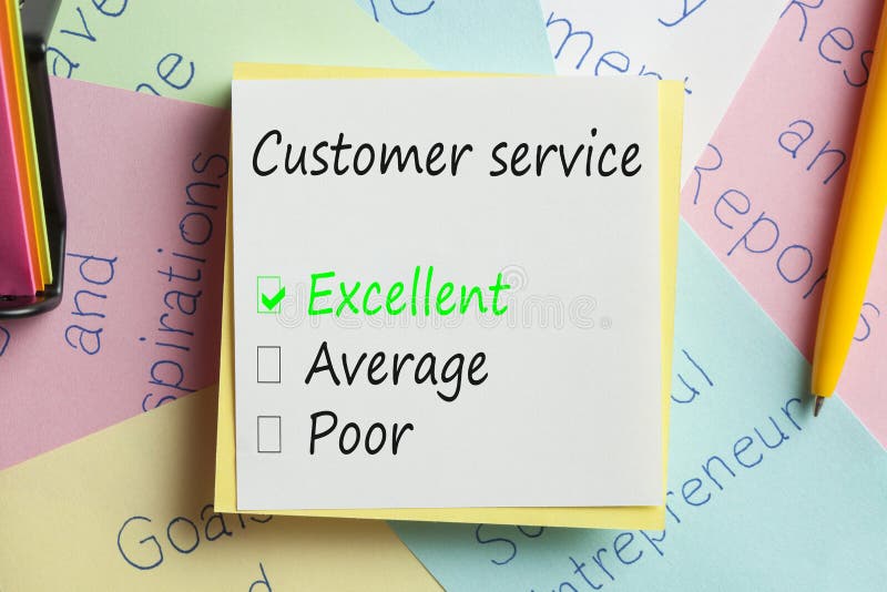 Service client écrit sur une note photographie stock Service client écrit sur une note photographie stock