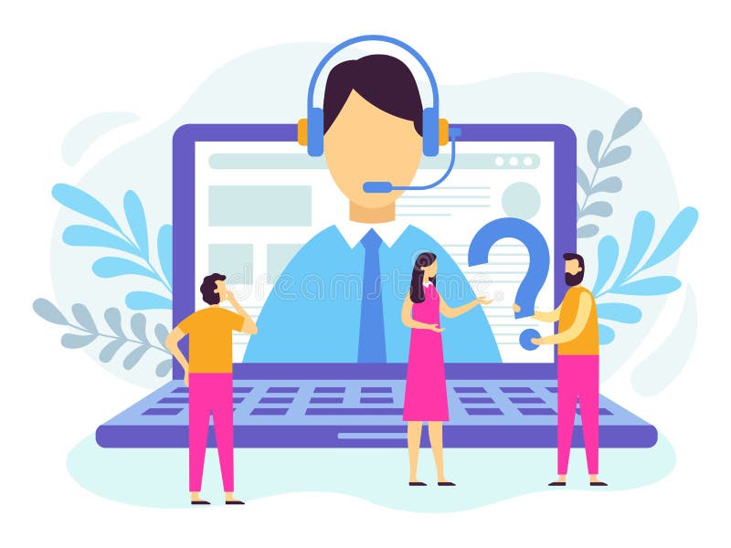 Service de support? la client? le Opérateur de centre d'appels, 24 7 supports techniques et vecteur de services d'assistant perso illustration de vecteur