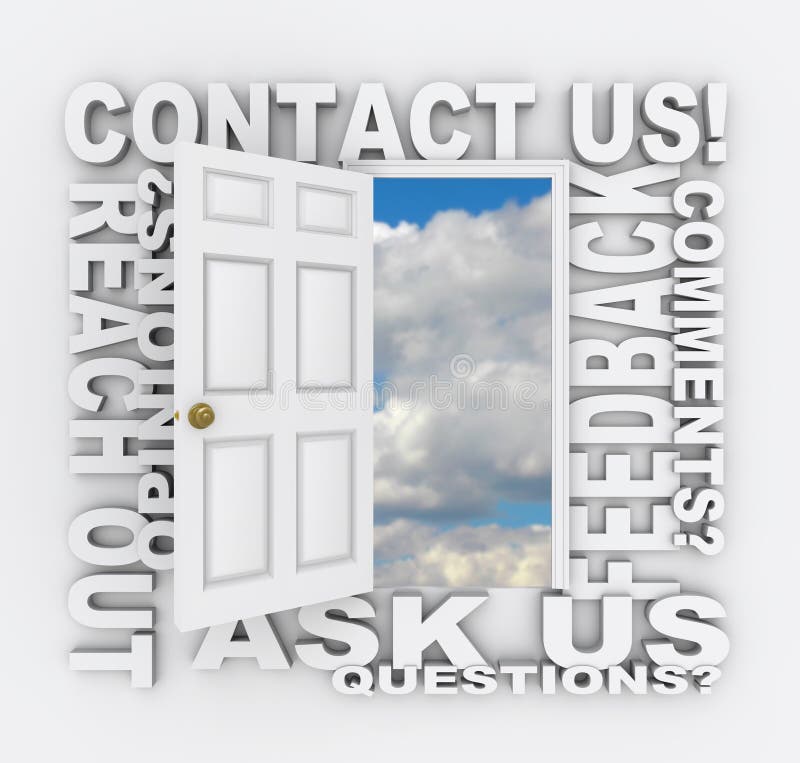 Service de support à la clientèle de porte de Word de contactez-nous illustration de vecteur