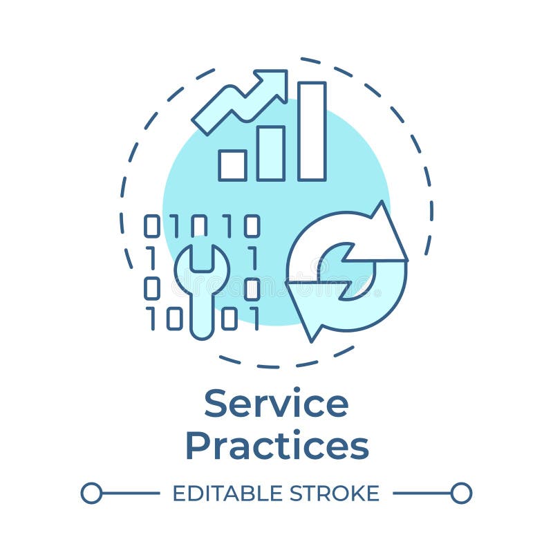 Service practices soft blue concept icon stock illustration
