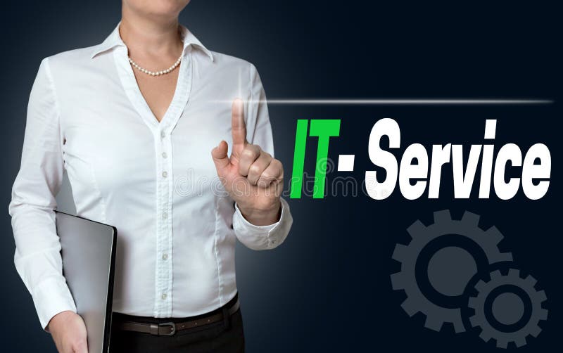 IT service touchscreen is operated by businesswoman background royalty free stock photography IT service touchscreen is operated by businesswoman background royalty free stock photography