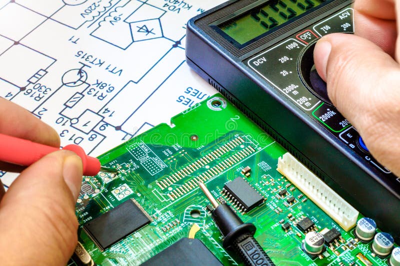 Services and Repair of Electronics, Electronic Boards Stock Image