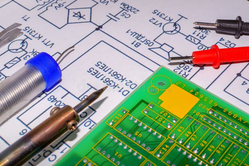 Services and Repair of Electronics, Electronic Boards Stock Image