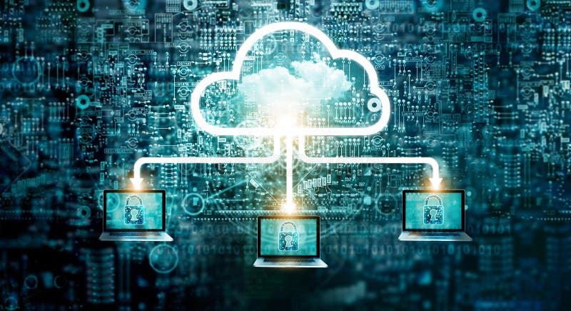 Servicio computacional de la tecnología de almacenamiento de los datos de la red del diagrama de la nube