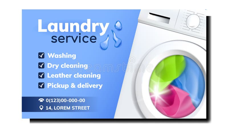 Servicio de lavandería anuncian vector de banner promocional