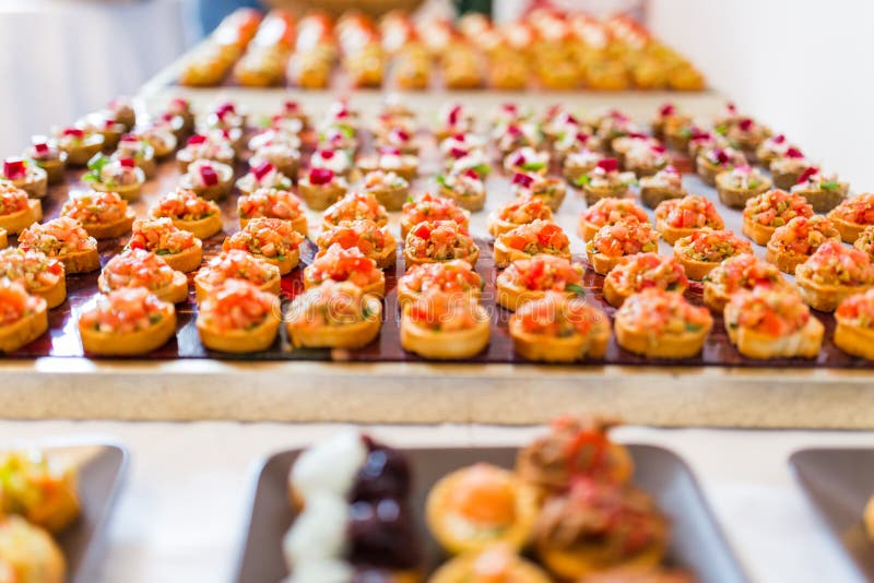 Catering food specialities prepared for an event. Catering food specialities prepared for an event
