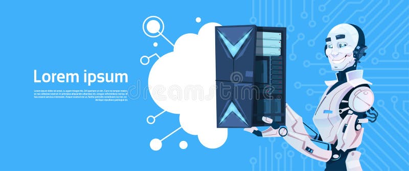 Servidor de base de datos moderno de la nube del control del robot, tecnología futurista del mecanismo de la inteligencia artific libre illustration