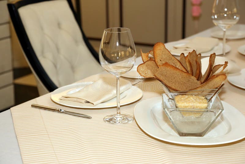 Serving Dishes on the Table in the Restaurant Stock Photo Image of