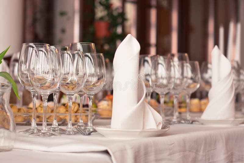 Serving luxury glasses stock photo. Image of dining, table 18459546