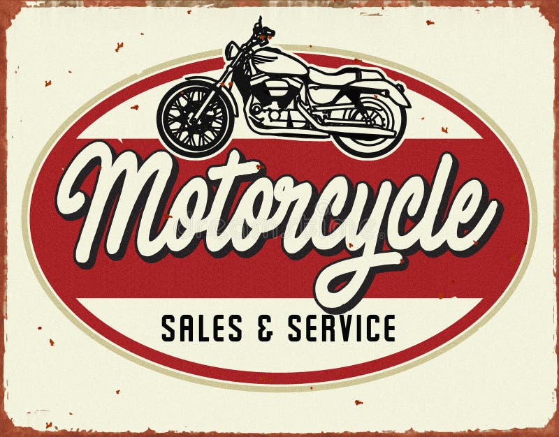 Servizio d'annata di vendite di Tin Sign di riparazione di servizio di Motorcyle illustrazione vettoriale Servizio d'annata di vendite di Tin Sign di riparazione di servizio di Motorcyle illustrazione vettoriale