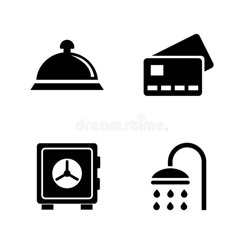 Serviços de hotel Ícones relacionados simples do vetor ilustração stock