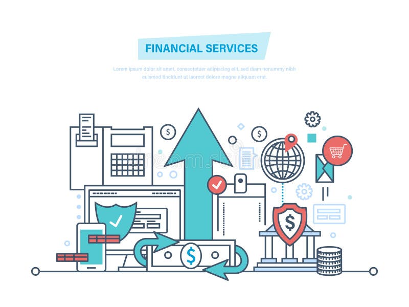 Serviços financeiros Operação bancária em linha, proteção, segurança do pagamento, depósitos da análise, investimento