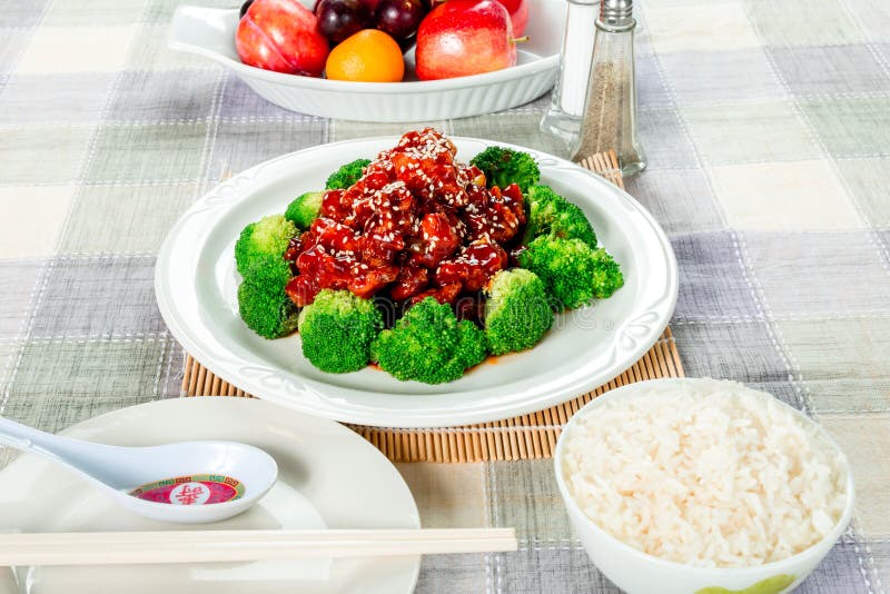 Sesame Chicken Also Called Chinese Sesame Seed Chicken Stock Photos