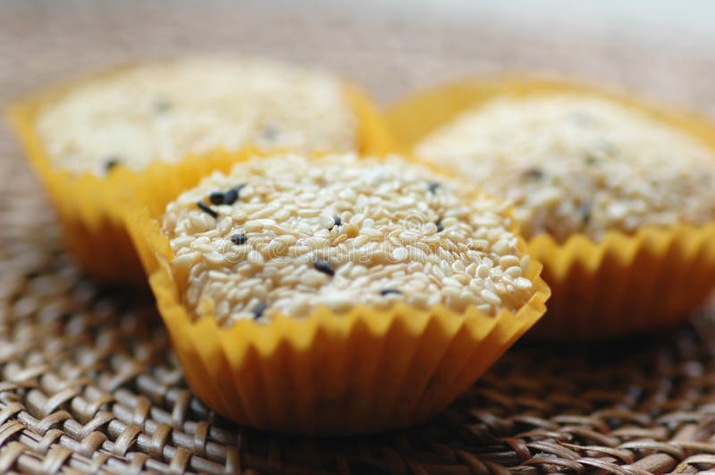 Sesame Coated Glutinous Rice Cookies royalty free stock image