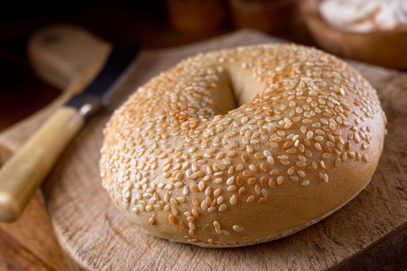 Sesame Seed Bagel stock image. Image of bread, meal, bakery 66198805