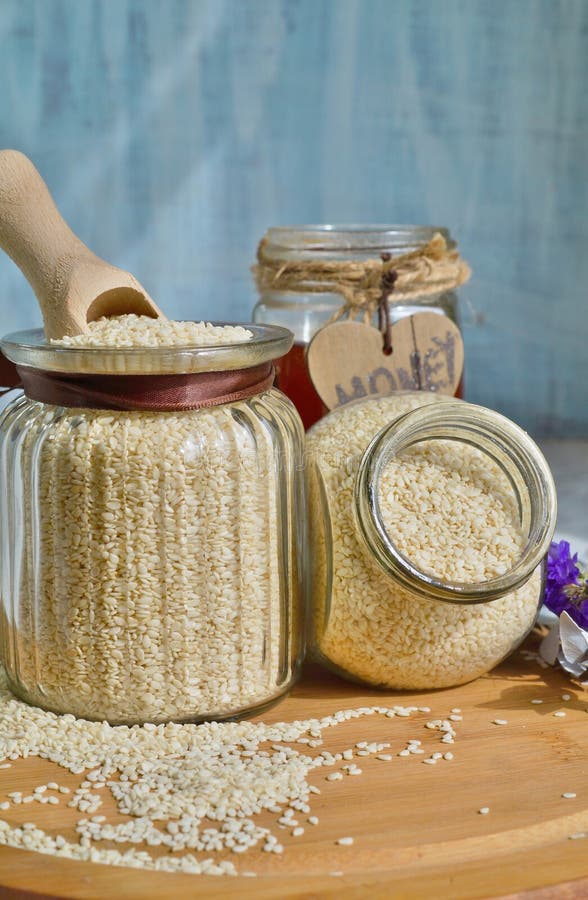 Sesame seeds in a jar stock image. Image of baking, nature 70686579