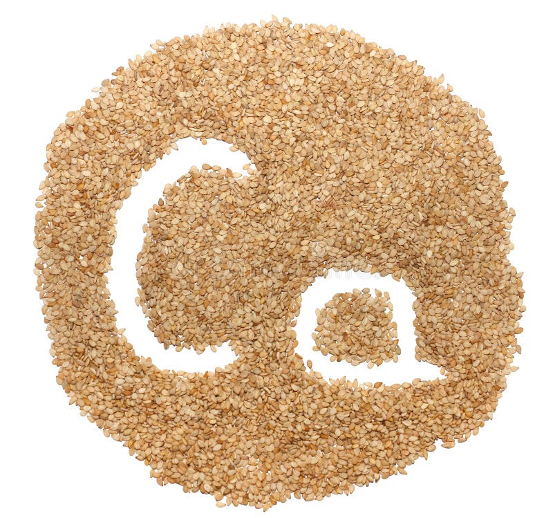 Sesame seeds with letters