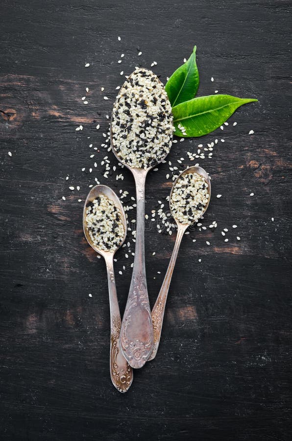 Sesame. Set of Black and White Sesame Seeds Stock Photo Image of