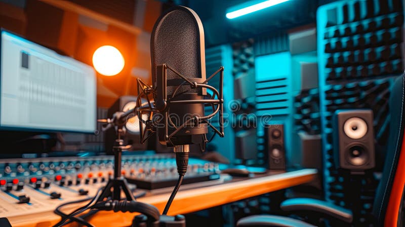 Sessione di registrazione podcast illustrazione vettoriale