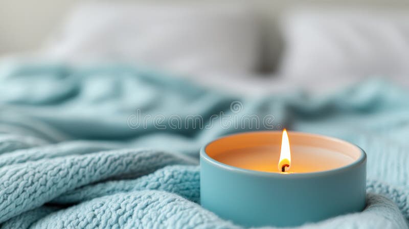 Sessione di registrazione in podcast complessa con atmosfera calma e luce a candela calda illustrazione di stock