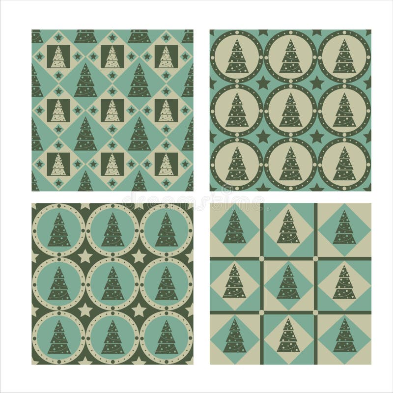 Set of 4 christmas tree patterns