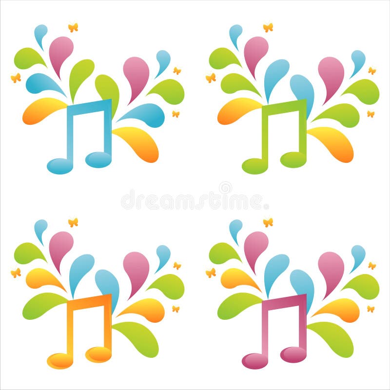 Set of 4 musical notes