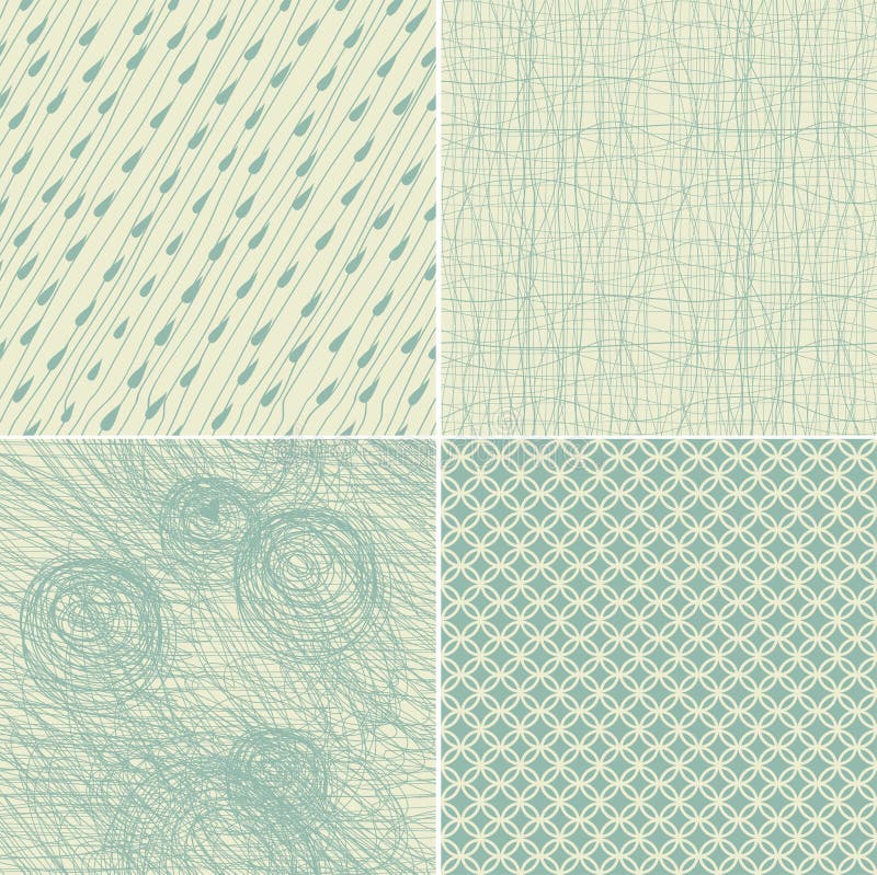 Set of 4 seamless doodle backgrounds stock illustration