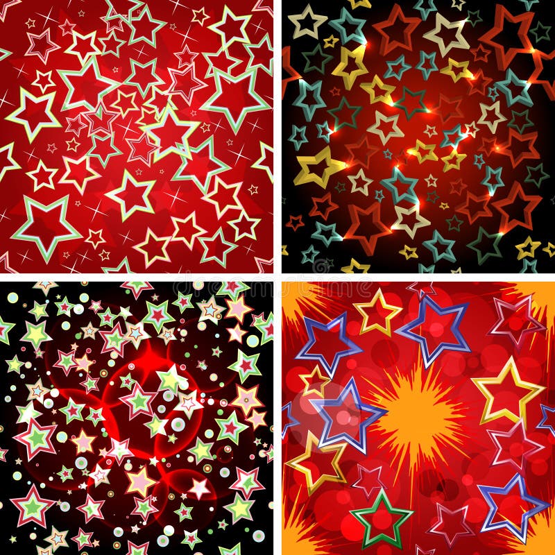 Set of 4 seamless stars patterns.