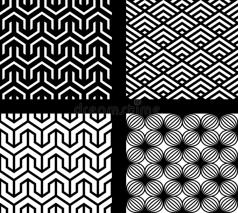 Set of 4 vector abstract seamless patterns