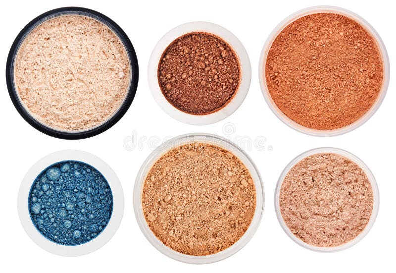 Set of 6 different rouge and eye shadow stock photo