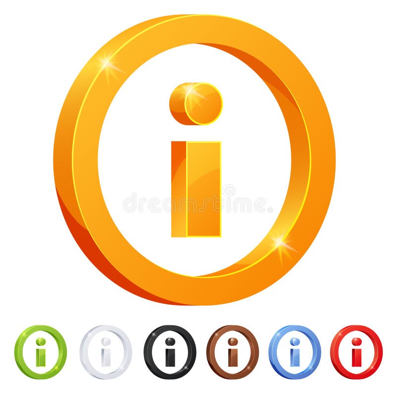 Set of 7 info symbol in different colors