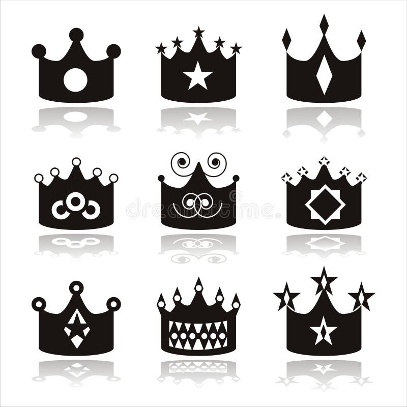 Set of 9 crown icons