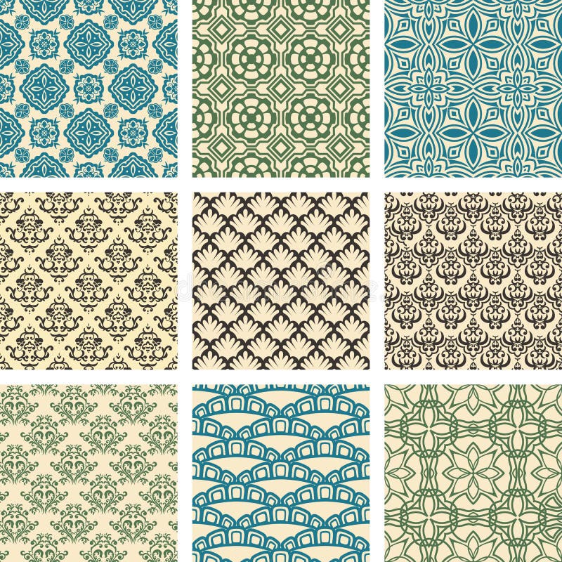 Set of 9 seamless patterns. vector illustration