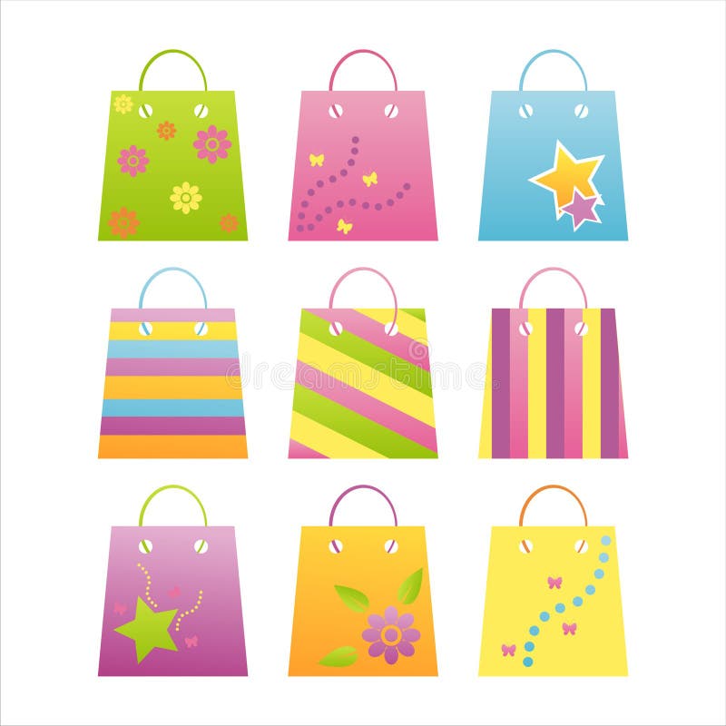 Set of 9 shopping bag icons