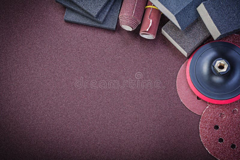 Set of Abrasive Tools on Polishing Paper Copy Space Stock Photo Image